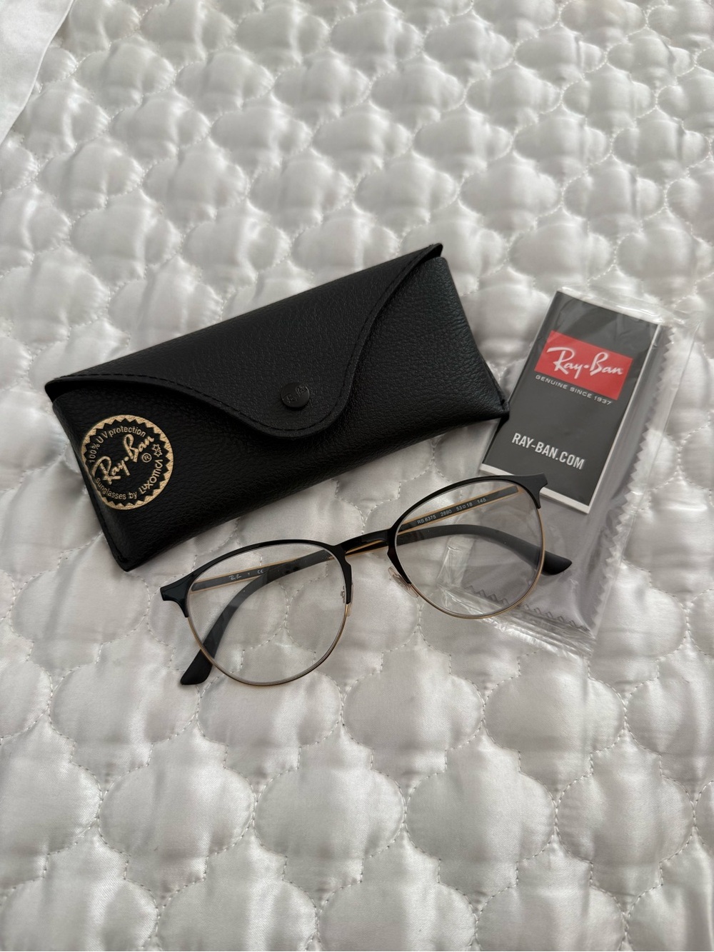 Ray-Ban Black and Gold Round Frame Eyeglasses